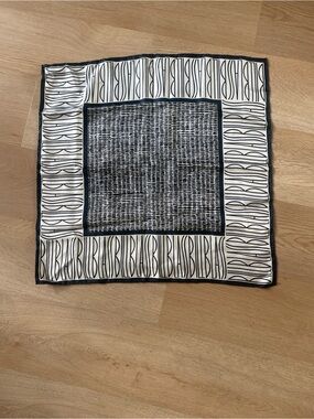 Vintage Bill Blass Black and Cream Graphic Silk Scarf